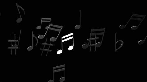 Animated Music Notes Move Vertically With Black Background Stock