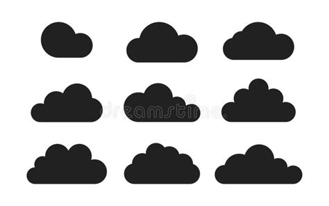 Clouds Icons Set Flat Illustration Vector Abstract Background Set