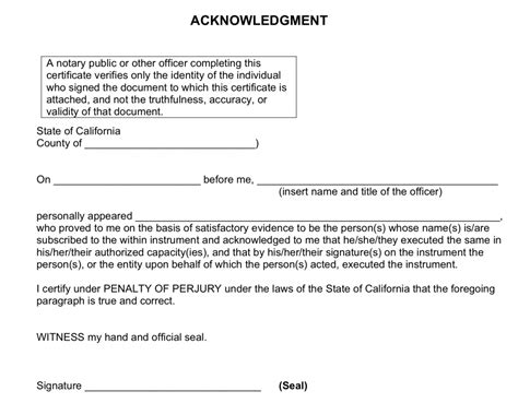 Lee, by united states president ulysses s. State of California - California Acknowledgment - La Jolla Mobile Notary