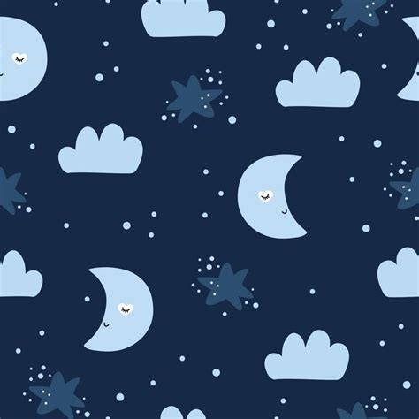 Premium Vector Seamless Childish Pattern With Moons Clouds Stars