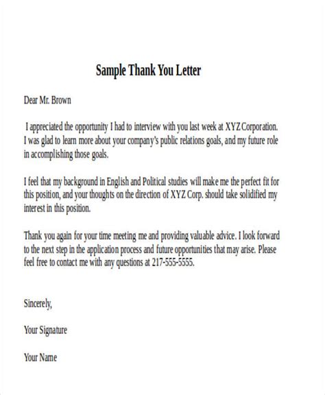 Thank You Letter Format Template