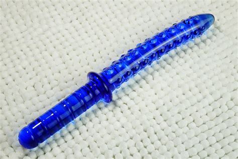 Inch Blue Glass Dildo With Drops On Shaft Etsy