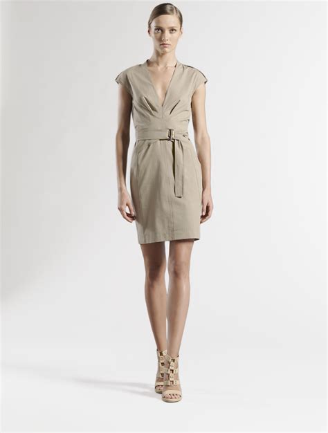 Lyst Gucci Stretch Cotton Wrap Dress In Natural