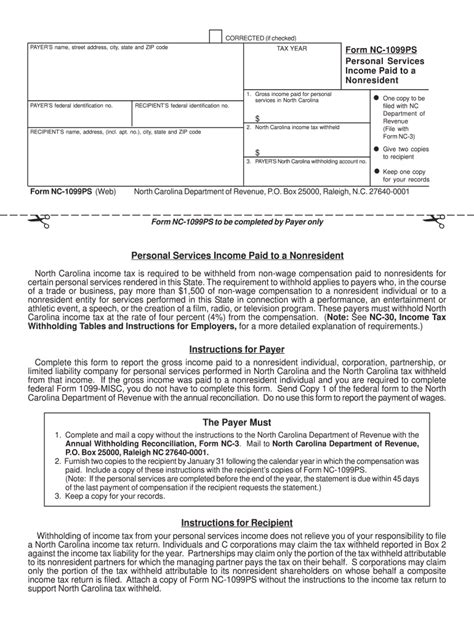 Nc 1099 Form Printable Fill Out And Sign Online Dochub