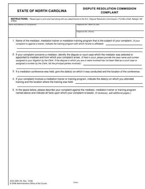 Form Aoc Drc 05 Download Fillable Pdf Or Fill Online Dispute Resolution