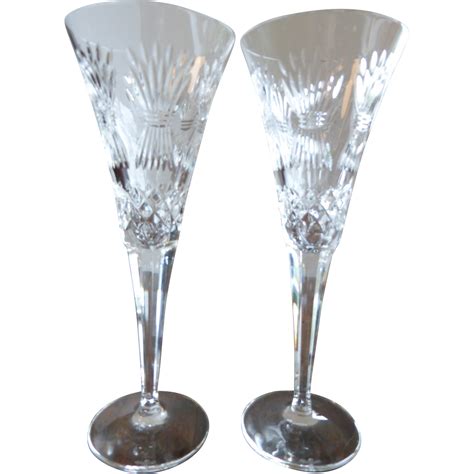 Waterford Crystal Champagne Flutes Millennium Series Happiness Pattern From Historique On Ruby Lane