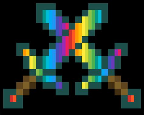 Pixilart Crossed Rainbow Minecraft Swords By Saltycup10