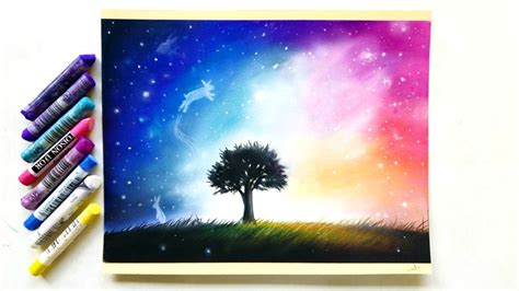 Surrealistic Galaxy Drawing With Pastel Pencils And Soft Pastels