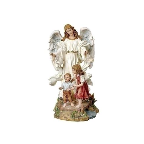 Traditional Guardian Angel With Children Statue 42117