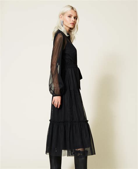 Abito Lungo In Tulle Donna Nero Twinset Milano