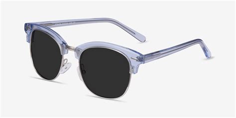 Strata Browline Clear Blue Frame Prescription Sunglasses Eyebuydirect
