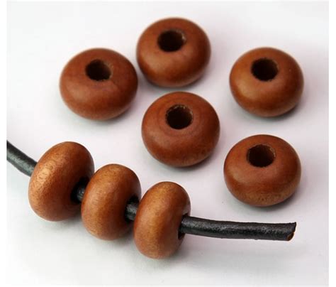 Dyed Wood Beads Sepia Brown 14x8mm Rondelle 5mm Hole Golden Age Beads