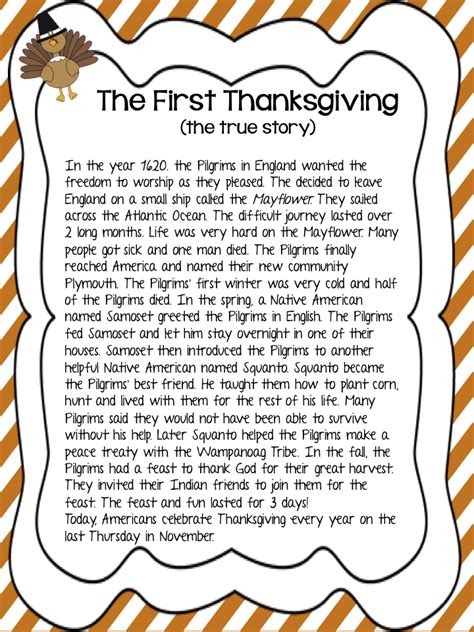 History Of Thanksgiving Worksheets Free Printable
