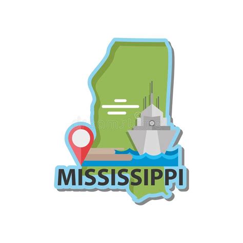 Map Of Mississippi State Vector Illustration Decorative Design Stock