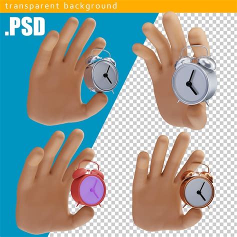 Mano De Dibujos Animados Sosteniendo Un Reloj De Alarma Sobre Un Fondo