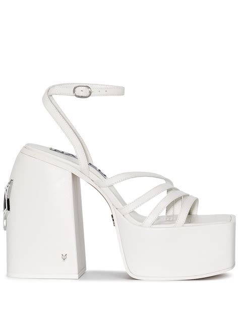 Naked Wolfe Womens White Jada Leather Platform Sandals In Weiss