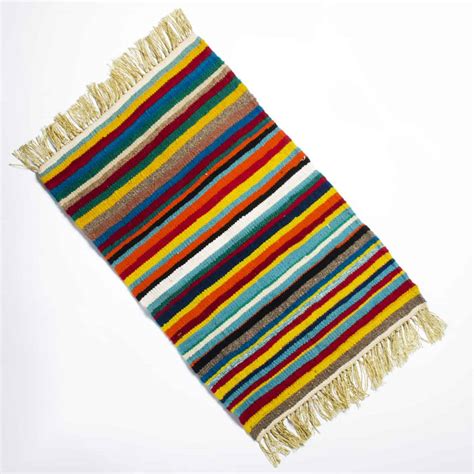 Natural Handwoven Wool Rug Free Stripe Beige Makrashop