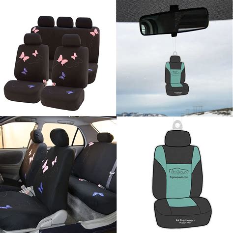 fh group car seat covers butterfly embroidered seat covers front set with t
