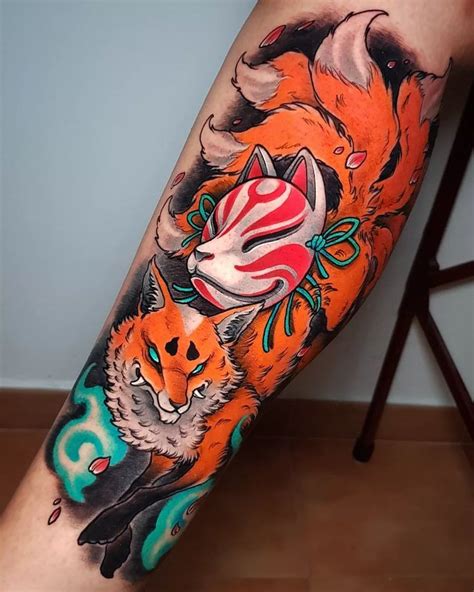 Awesome Vibrant Kitsune Tattoo Made With Killer Ink Supplies Fox