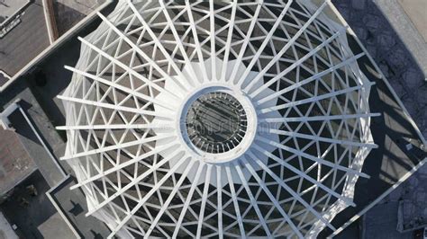 Modern White Dome Shaped Structure Stock Footage Top View Of