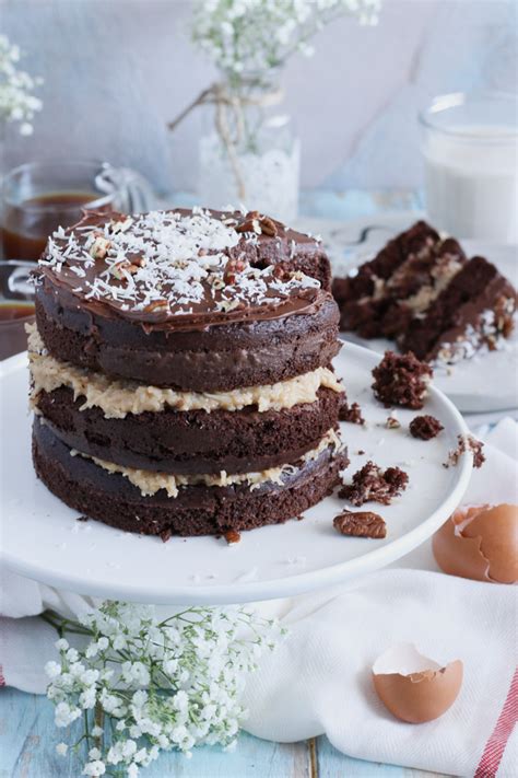 German baking chocolate is normally sweeter and not as intensely chocolaty as other baking chocolate. Naked German Chocolate Cake semi-homemade - Casa de Crews