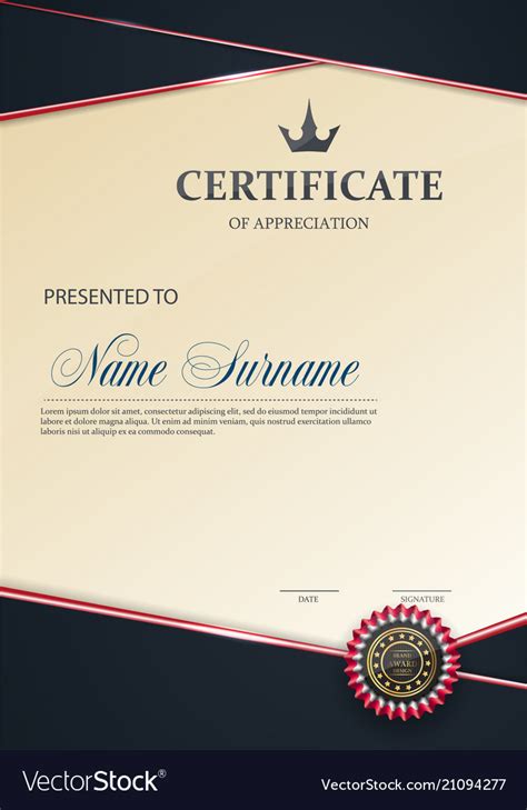 Certificate Appreciation Template Trend Style Vector Image