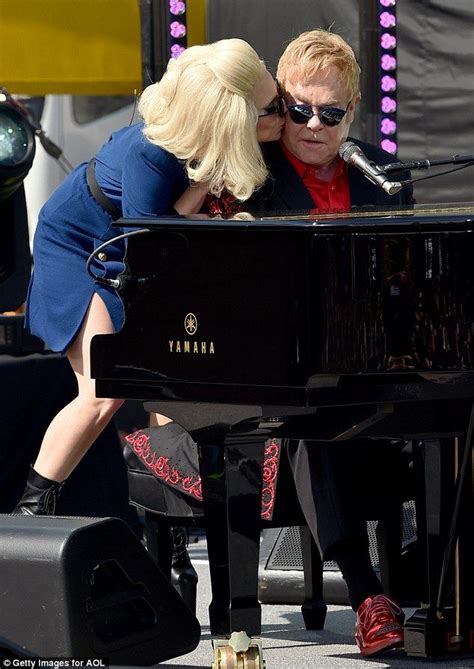 Sweet Smooch Lady Gaga Planted A Kiss On Elton John As They Performed A Free Surprise Con