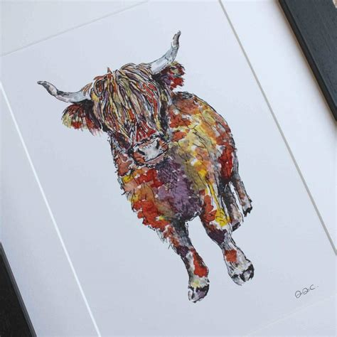 Highland Cow Copper Highlights Giclee Fine Art Print By Toasted Crumpet
