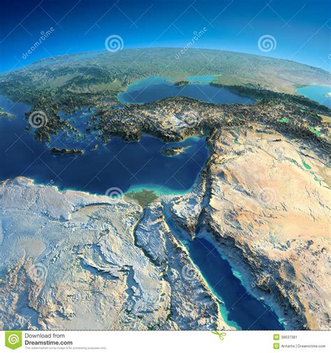 La Terre Détaillée Lafrique Et Moyen Orient Illustration Stock