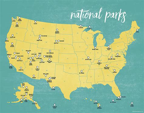 Us National Parks Map 11x14 Print Best Maps Ever