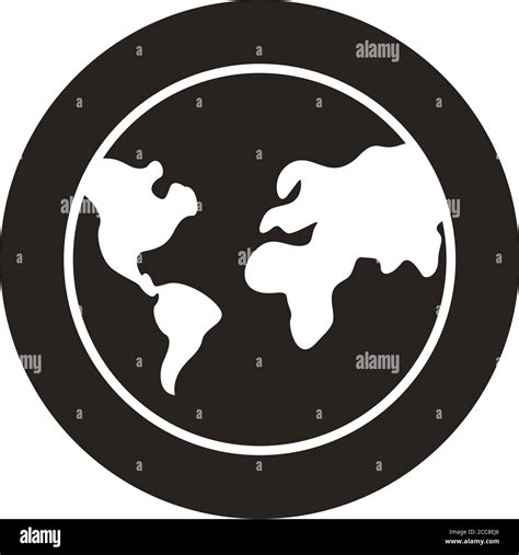 World Planet Earth With Continents Maps Block Style Vector Illustration