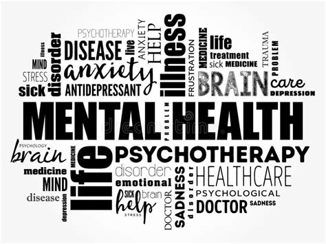 Mental Health Word Cloud Collage Stock Illustration Illustration Of