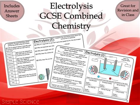 Electrolysis Gcse Chemistry Worksheets Teaching Resources