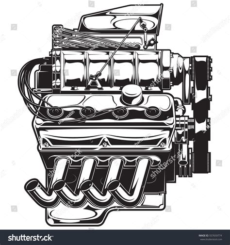 Vector Illustration Supercharged Engine เวกเตอร์สต็อก ปลอดค่า