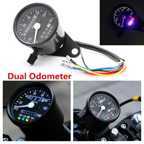 Xn V Led Backlight Signal Motorcycle Dual Odometer Kmh Speedometer Gauge Racer Ebay