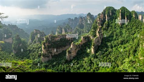 Panoramic Landscape In Zhangjiajie National Forest Park In Hunan