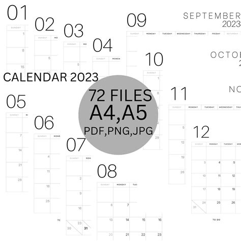 2023 Calendar Printable 2023 Calendar Printable Digital Monthly