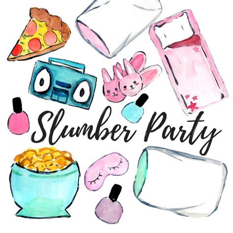 slumber party clipart slumber party birthday clipart party clipart pink clipart popcorn