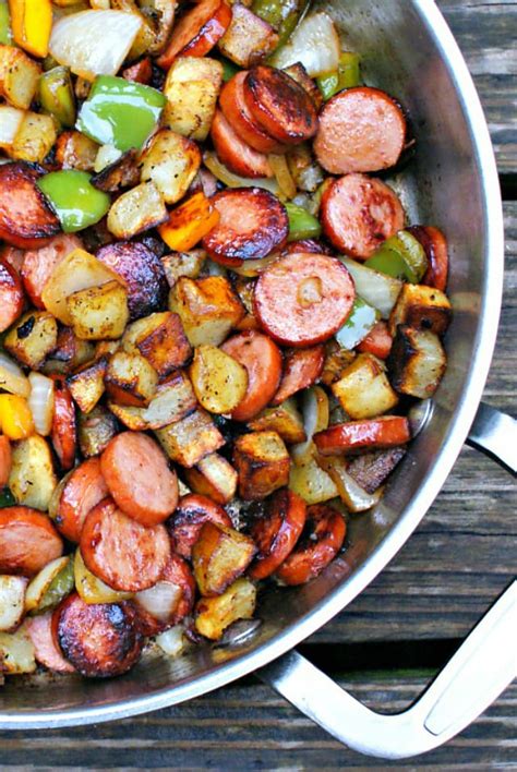 Kielbasa Pepper Onion And Potato Hash The Two Bite Club