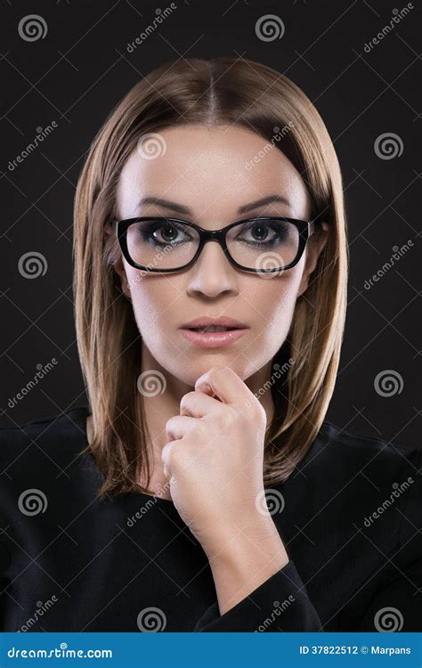 Beauty Portrait Of Beautiful Woman With Glasses Stock Photo Image Of