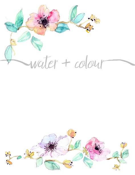 Downloadable Watercolor Floral Border