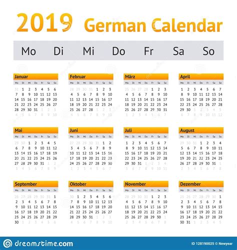 Deutsch Kalender 2019