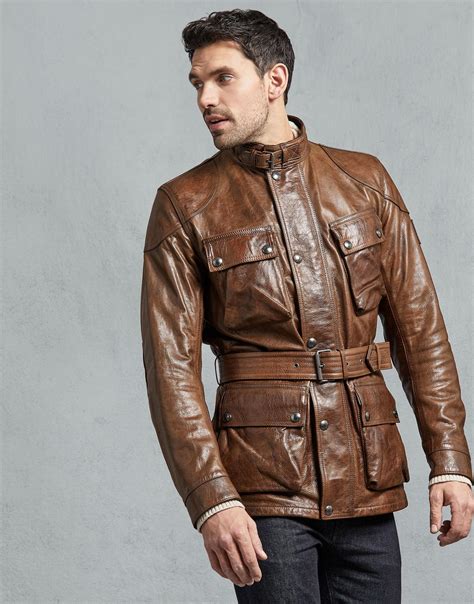 Belstaff Trialmaster Panther Leather Jacket In Cognac Brown For Men