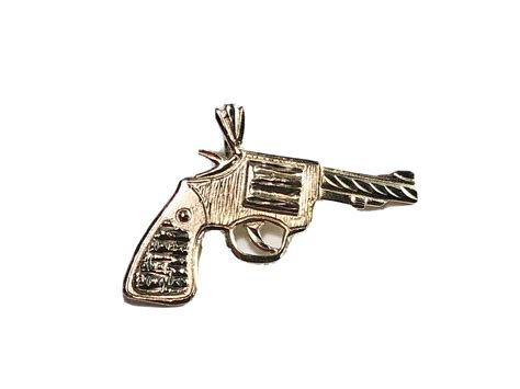 Vintage K Yellow Gold Gun Revolver Pendant Gem