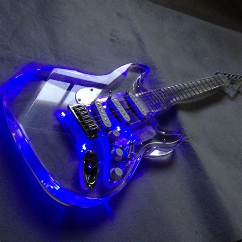 New Style Led Light St Electric Guitar With Full Acrylic Body Cool Electric Guitars Blue