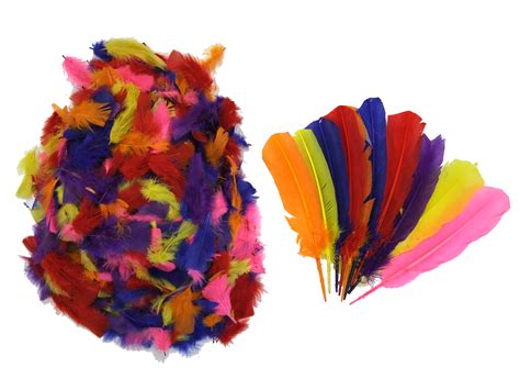 Assorted Bright Coloured Craft Feathers 100g Art And Craft Factory