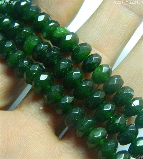 New Natural 5x8mm Faceted Dark Green Jade Gemstone Roundel Loose Beads