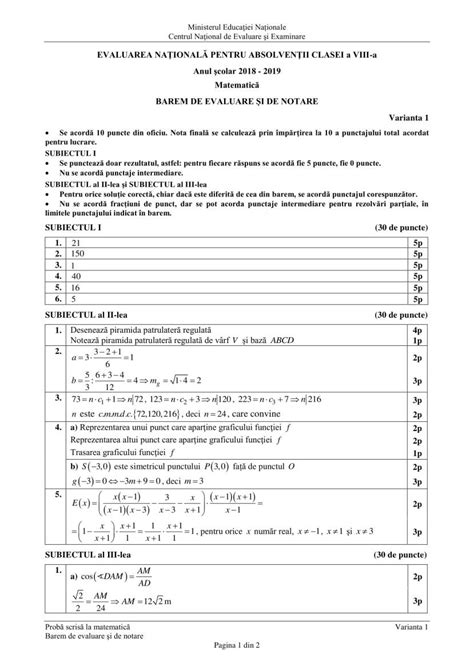 Informații despre examenul de evaluare națională. Variante Evaluarea Nationala 2021- clasa a VIII-a ...