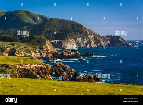 View Of The Rocky Pacific Coast And Rocky Creek Bridge In Big Sur