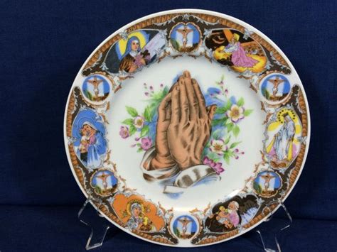 Vintage Praying Hands Religious Collector Plate Floral Pattern Etsy